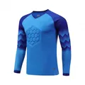 Professional blue long sleeve padded goalkeeper jersey with zigzag pattern for men - XXS / Tops / Medium Blue