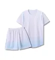 White to blue gradient basketball jersey set with shorts, comfortable athletic wear - XXS / Top And Bottom / White