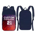 Navy blue custom sublimation printed backpack featuring red and blue abstract pattern details - XXS / Backpack / Dark Blue