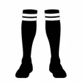 Close-up detailed view of professional black over-the-knee soccer socks with white stripes - XXS / Socks / Black