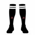 Gedetailleerd overzicht van professionele zwarte voetbalkousen met witte strepen - XXS / Socks / Zwart