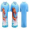 Camiseta de carrera de barco dragón azul claro con estampado de dragón naranja - M / Top Y Pantalón / Azul cielo
