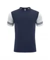 Schnelltrocknendes Sport-T-Shirt in Marineblau und Weiß mit gestreiften Ärmeln - S / Oberteile / Mitternachtsblau
