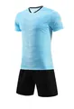 Children's blue and white striped soccer jersey set with black athletic shorts - Light Blue