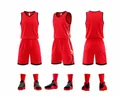 Rotes, atmungsaktives Basketball-Trikot und Shorts Set für Herren und Kinder, Typ 639 - 3XS / Oberteil Und Unterteil / Rot