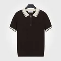 Polo en maille ajusté pour homme couleur café avec col et bords de manches contrastés - M / Hauts / Café