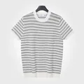 T-shirt à manches courtes en tricot rayé pour hommes, col rond, couleur gris et blanc - 2XL / Hauts / Blanc