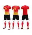 Adult male red and yellow dragon print quick-dry soccer uniform set with black shorts - M / Top And Bottom / Red