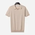 Polo en tricot de coton à manches courtes pour hommes de couleur abricot élégante - M / Haut (7005) / Abricot