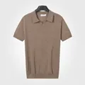Polo en maille à manches courtes pour homme, respirant et classique, couleur café - M / Haut (7005) / Marron
