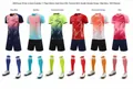 Custom soccer uniform set with 6 colors, 100% polyester training jersey for adults and kids. - L / Top And Bottom / Multicolor (Design 6008)