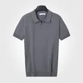 Polo pour homme en coton tricoté respirant gris moyen, haut d'été polyvalent et élégant - Gris Moyen