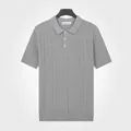 Polo en maille côtelée grise pour homme à manches courtes en tissu rafraîchissant - M / Hauts / Gris