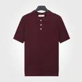 Polo en tricot côtelé à manches courtes pour hommes en bordeaux avec un tissu frais respirant - M / Hauts / Bordeaux