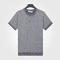 T-shirt en tricot chiné bleu roi pour homme à manches courtes avec effet frais premium - M / Hauts / Bleu saphir