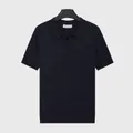 Premium men's ice silk ribbed knit Polo shirt in royal blue featuring a seagull collar design - M / Top (7083) / Sapphire Blue