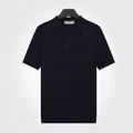Polo en soie glacée pour homme bleu marine, t-shirt respirant de style business décontracté - M / Hauts / Bleu saphir