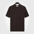 T-shirt en maille torsadée à manches courtes pour hommes de couleur café marron - M / Hauts / Café
