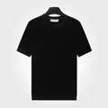 T-shirt en maille à manches courtes pour hommes de couleur noire, coupe ajustée - Noir