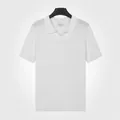 Men's breathable white ice silk ribbed Polo shirt featuring a seagull collar design - M / Top (7083) / White