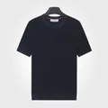 T-shirt en maille bleu roi pour homme, coupe ajustée avec élégants bords-côtes - M / Hauts / Bleu saphir