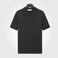 Premium charcoal grey short sleeve cable knit ice silk Polo shirt for men business casual - Dark Gray