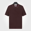 T-shirt en tricot ajusté pour hommes à manches courtes de couleur rouge vin profond - M / Hauts / Bordeaux