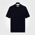 T-shirt en maille bleu roi pour homme à manches courtes avec motif de torsades délicat - M / Hauts / Bleu saphir