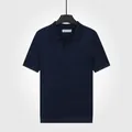 Men's breathable ice silk knitted Polo shirt in royal blue color with seagull collar - Sapphire Blue