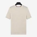 T-shirt en maille à manches courtes pour hommes de couleur abricot, coupe ajustée - M / Hauts / Abricot