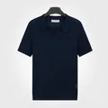Polo en tricot bleu roi pour homme respirant avec design élégant de col mouette - M / Hauts / Bleu saphir