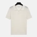 Polo en maille de soie glacée respirant pour hommes avec col mouette en blanc cassé élégant - M / Hauts / Blanc Cassé