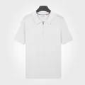 Premium men's ice silk ribbed knit polo shirt featuring a half-zip collar in elegant white - White