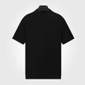 Men's ice silk cooling ribbed knit mock neck t-shirt in elegant black color variant - Black 7059