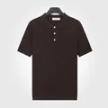 Polo tricoté pour homme de couleur café, manches courtes rétro - M / Hauts / Café