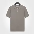 Professional men's ice silk knitted short sleeve Polo shirt in light brown color - Tan