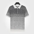 Polo de seda de hielo para hombre de primera calidad con diseño degradado en blanco y negro - M / Tops / Blanco con lunares negros