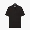 Polo en maille de soie glacée pour homme avec col zippé en couleur café élégant - M / Hauts / Café