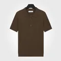 Polo pour hommes marron foncé à manches courtes avec col zippé et texture côtelée - 2XL / Hauts / Café