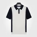 Polo de punto elegante para hombre con diseño de bloques de color azul y blanco - Azul zafiro