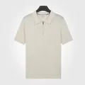 Premium men's ice silk knitted quarter-zip Polo shirt in elegant apricot beige color - Apricot