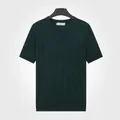 T-shirt en maille à col rond et rayures verticales pour hommes en vert foncé élégant - L / Hauts / Vert