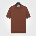 T-shirt en maille à manches courtes et col rond pour homme en couleur bordeaux élégant - M / Hauts / Bordeaux