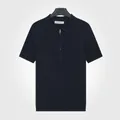 Polo en maille bleu roi pour homme en soie glacée avec rayures et col zippé. - 2XL / Hauts / Bleu saphir