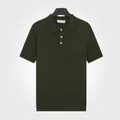Polo en tricot vert armée à manches courtes pour homme avec texture respirante vintage - M / Hauts / Vert Militaire