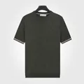 T-shirt en tricot vert olive pour hommes à manches courtes et col rond - M / Hauts / Vert