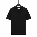 Polo en tricot de soie glacée pour hommes noir à col mouette - M / Hauts / Noir