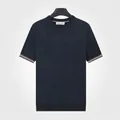T-shirt en maille bleu roi pour homme à manches courtes et bords rayés élégants - M / Hauts / Bleu saphir