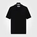 Polo casual business nera di alta qualità a maniche corte in tessuto di seta ghiacciata - Taglia M / Top / Nero