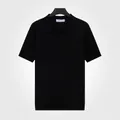 Premium black short-sleeved business casual polo shirt in breathable ice silk fabric - M / Tops / Black